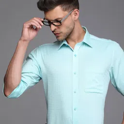 Raymond Pure Cotton Self Design Textured Slim Fit Formal Shirt-image-99