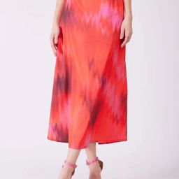 FableStreet Red Polyester Ombre Skirt-image-52