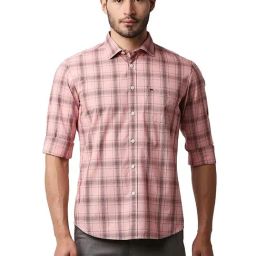 Basics Pink Mist Cotton Slim Fit Checks Shirt-image-7