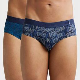 Jockey US52 Blue Super Combed Cotton Briefs with Ultrasoft Waistband - Pack of 2 (Prints May Vary)-image-99