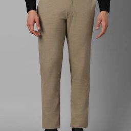 Louis Philippe Khaki Slim Fit Checks Trousers-picture-48