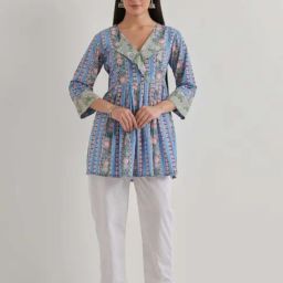 Priya Chaudhary Blue Varsha Cotton Printed Kurta-picture-36