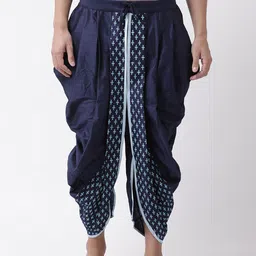 DEYANN Men Navy Blue Printed Dhoti-image-55