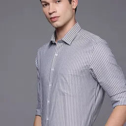 Louis Philippe Pure Cotton Slim Fit Striped Formal Shirt-picture-17