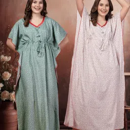 KLOTTHE Multi Cotton Blend Nightdress-image-93