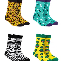 Dynamocks Men Pack of 4 Assorted Calf-Length Socks-15