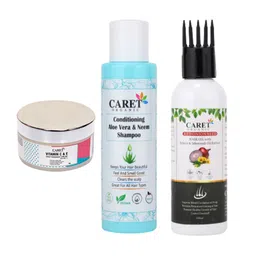 CARET ORGANIC Neem Shampoo Red Onion Seed Hair Oil & Vitamin C Nourishing Cream Combo-16
