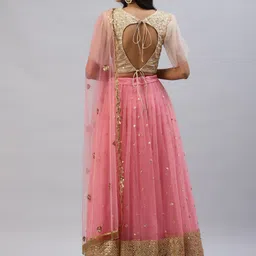 FABPIXEL Embroidered Sequinned Semi-Stitched Lehenga & Unstitched Blouse With Dupatta image 5