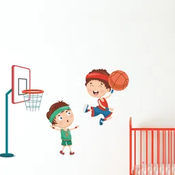 rawpockets Multicolored Kids Playing Basketball Wall Stickers-picture-14