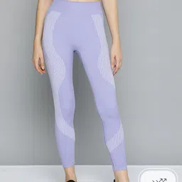 HRX by Hrithik Roshan Printed Aleutian Yoga Seamless Knit Tights-image-30