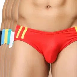 BASIICS by La Intimo Red & White Striped Briefs (Pack of 6)-picture-48