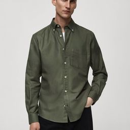 MANGO MAN Pure Cotton Oxford Weave Shirt-image-56