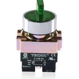 Teknic 3 Position 230 V Green Illuminated Selector with Integral LED, P2ASLR3L-3PSR-3