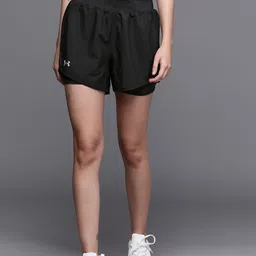 UNDER ARMOUR Women Black Solid Fly-By 2.0 Mini 2-in-1 Shorts-image-2