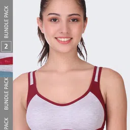POOJA RAGENEE Pack Of 2 Non-Wired Non-Padded Anti-Bacterial Cotton Sports Bra-picture-55