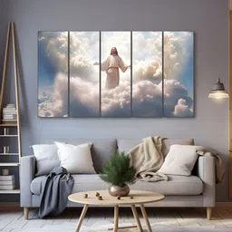 The Castle Decor Grey & White 5 Piece Wood Other Wall Paintings-13