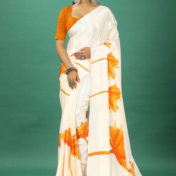 VIRENDRA TEXTILES Floral Pure Crepe Saree-image-33