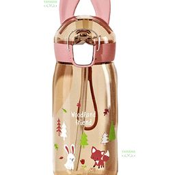YAMAMA Cartoon Design Anti Leak Water Bottle With Sipper Brown - 550 ml-image-62
