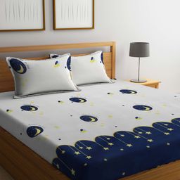 FABINALIV Cartoon Print 300 TC Cotton Blend King Size Double Bedsheet with 2 Pillow Covers - Multicolor-image-26