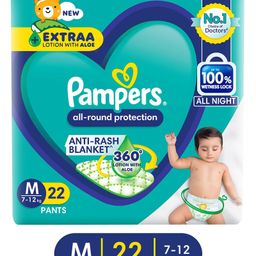 Pampers Baby Diapers Lotion with Aloe Vera Medium Size - 22 Pieces-25