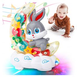 Fiddlerz Musical Gear Moon Toy Car Transparent Gears Rabbit With Lights & Sound - Multicolour-3