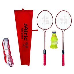 Airic Classic Double Shaft Xtreme Set with 3 Plastic Shuttles and Net Badminton Kit (Red)-10