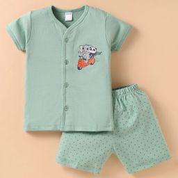 TANGO Single Jersey HalfSleeves Night Suit With Animal Print & Polka Dot - Light Blue-image-15
