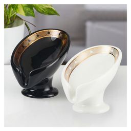 KOOKEE Ceramic Soap Holder Dish, Set of 1 Bathroom Accessories for Home, Black & White (Set of 2) (11928)-image-39