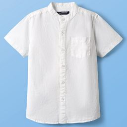 Pine Kids Linen Woven With Mandarin Collar - White-image-26
