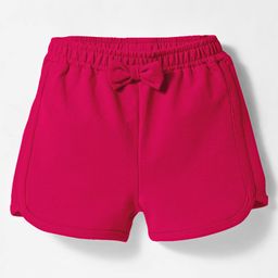 Babyoye Cotton Knit Solid Color Shorts with Bow Applique - Red-image-8