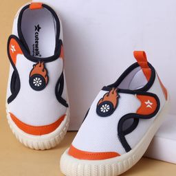 Cute Walk by Babyhug Velcro Closure Casual Shoes With Wheel Applique - Orange & White-image-21