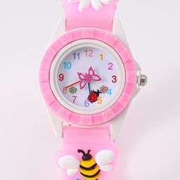 Babyhug Free Size Digital Watch With Floral & Bee Applique - Light Pink-image-37