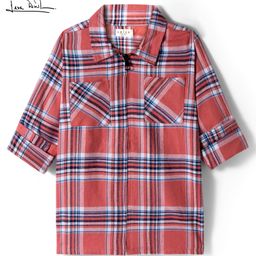 arias by lara dutta Arias 100% Cotton Woven Full Sleeves Checkered Shirt with Zipper Opening - Coral-picture-41