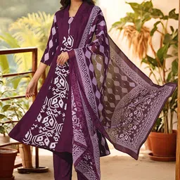 Aaghnya Women Ethnic Motifs Printed Kurta with Trousers & Dupatta-image-29