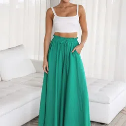 KPOP Women Solid Comfort Loose Fit High-Rise Casual Culottes-image-79