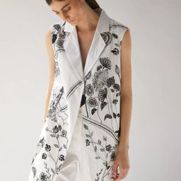 BETRUE Women Geometric Cotton Longline Tailored Jacket with Embroidered-picture-12