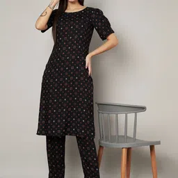 Label Khoj Floral Printed Round Neck Straight Kurta With Trousers-36