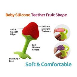 Numum Silicone Strawberry Orange & Peach Shape Teether Pack of 3 - Multicolour (Color and design may vary) image 2