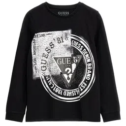 GUESS kids Boys Graphic Printed Round Neck Cotton T-shirt-image-48