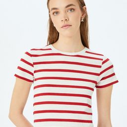 Koton Women Striped Round Neck Slim Fit T-shirt-image-33