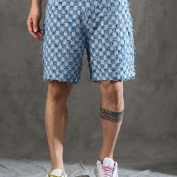 FUGAZEE Men Checked Denim Shorts-image-89