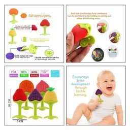 Numum Silicone Strawberry Orange & Peach Shape Teether Pack of 3 - Multicolour (Color and design may vary) image 5