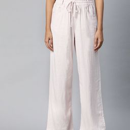 Marks & Spencer Women Pink Solid Loose Fit Pleated Parallel Trousers-40