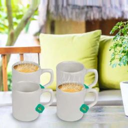 Urban Chef White Ceramic Droite Handcrafted Microwave Safe Cup - Set of 4-13