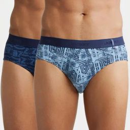 Jockey US52 Blue Super Combed Cotton Briefs with Ultrasoft Waistband - Pack of 2 (Prints May Vary)-image-83