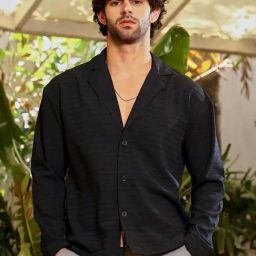 Campus Sutra Black Polycotton Regular Fit Stripes Shirt-image-36