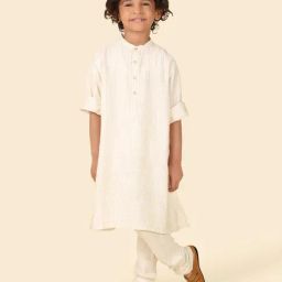 Fabindia Kids Off White Woven Kurtas-image-21