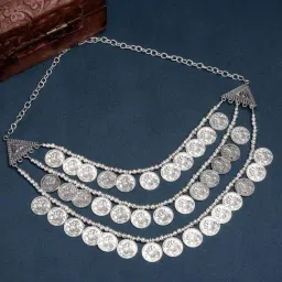 NVR 3 Layered Artificial Beads German Silver Oxidized Necklace for Women-image-5