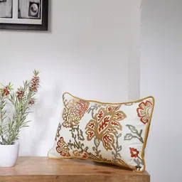 BLANC9 White & Grey Set of Single Ethnic Motifs Rectangle Cushion Covers-26