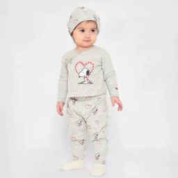 MiArcus Kids PEANUTS WAFFLE Grey Cotton Printed Full Sleeves Wrapover Set-92